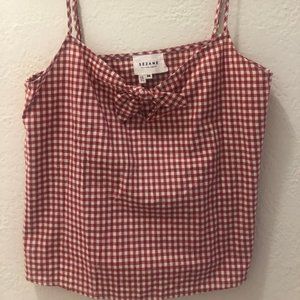 Sezane Red Gingham Cotton Shirt